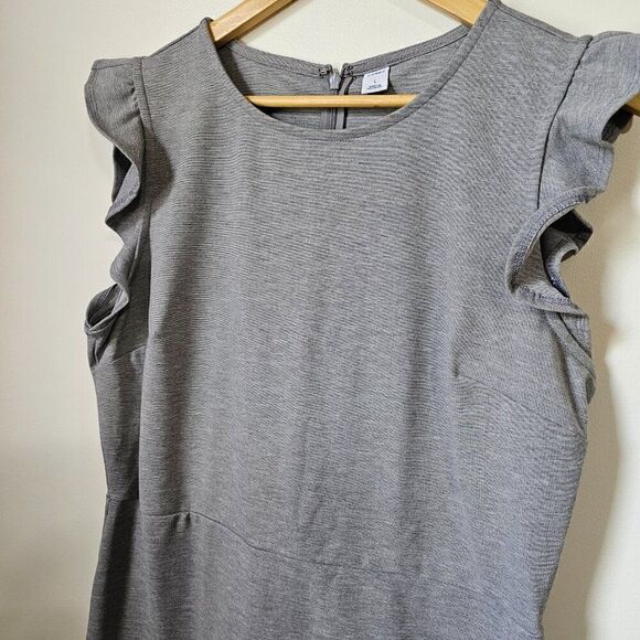 EUC LIKE NEW OLD NAVY GREY FLUTTER SLEEVES MIDI DRESS SIZE LARGE - Picture 11 of 16